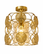 Lustre Fer Forgé Doré – Design Médaillons