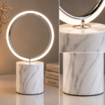 Veilleuse LED Anneau – Base Effet Marbre Blanc – Image 2