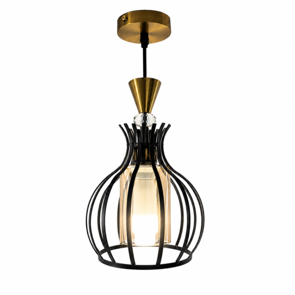 Lustre Fer Forgé Noir – Modèle Goutte Élégante