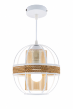 Lustre Fer Forgé Blanc – Modèle Globe