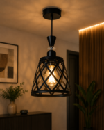 Lustre Fer Forgé Noir – Design Géométrique – Image 3