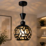 Lustre Fer Forgé Noir – Modèle Géométrique – Image 3