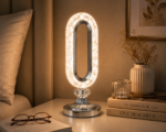 Veilleuse LED Décorative Ovale en Cristal et Finition Chromée – Image 3