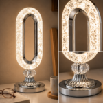 Veilleuse LED Décorative Ovale en Cristal et Finition Chromée – Image 2