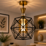 Lustre Fer Forgé Noir – Modèle Diamant Géométrique – Image 2