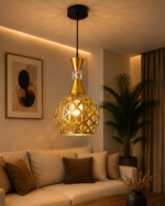 Lustre Suspendu Fer Forgé Doré – Design Moderne et Élégant – Image 3