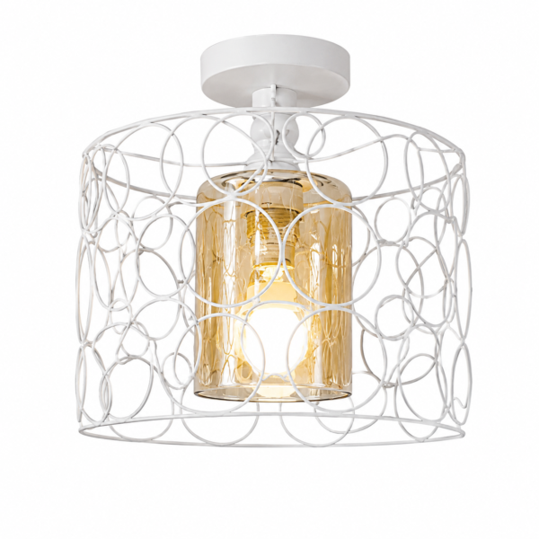 Lustre Fer Forgé Cercle Blanc