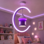 Lustre LED Enfant – Modèle Lune Rose – Image 2