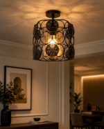 Lustre Fer Forgé Noir – Design Circulaire Décoratif – Image 5
