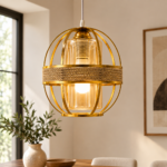 Lustre Fer Forgé Doré – Modèle Globe – Image 3