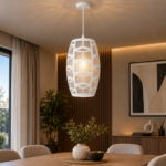 Lustre Fer Forgé Géométrique Blanc — Design Moderne – Image 5