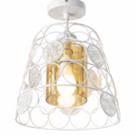Lustre Fer Forgé Blanc – Design Circulaire et Floral