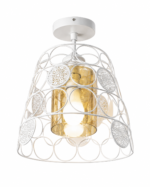 Lustre Fer Forgé Blanc – Design Circulaire et Floral