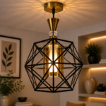 Lustre Fer Forgé Noir – Modèle Diamant Géométrique – Image 3