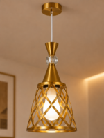 Lustre Fer Forgé Géométrique Doré – Image 3