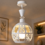 Lustre Fer Forgé Blanc – Modèle Géométrique Diamant – Image 4