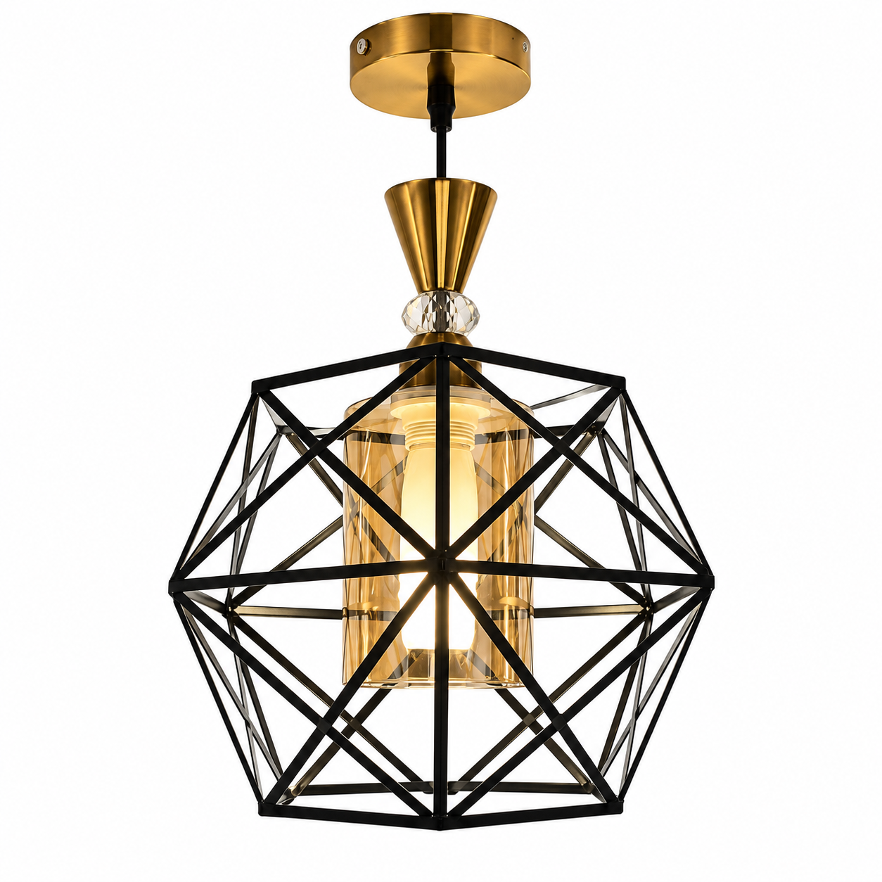 4bdd1e75-b578-4e24-88a5-9cf310ddaa2d Lustre Fer Forgé Noir – Modèle Diamant Géométrique – Image 1