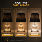 2 Pièces Veilleuse Classique à Abat-Jour Plissé – 3 Modes d’Éclairage – Image 4