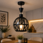 Lustre Fer Forgé Noir – Modèle Globe Géométrique – Image 2