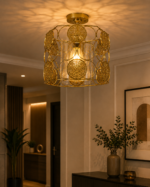 Lustre Fer Forgé Doré – Design Médaillons – Image 4