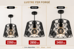 Lustre Fer Forgé Noir à Motifs Décoratifs Circulaires – Image 6