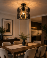 Lustre Fer Forgé Noir – Design Circulaire Décoratif – Image 4