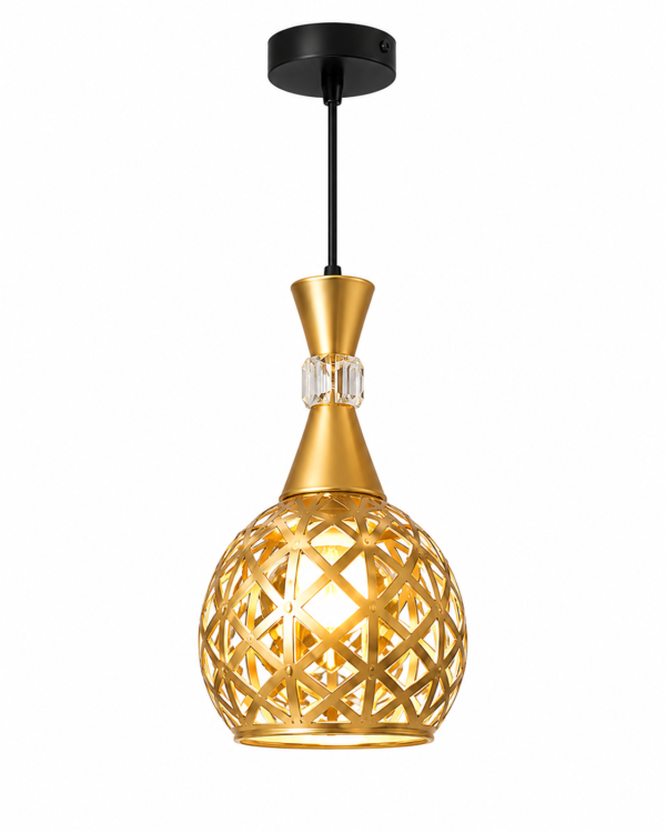 Lustre Suspendu Fer Forgé Doré – Design Moderne et Élégant