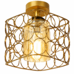 Lustre Fer Forgé Doré – Design Circulaire