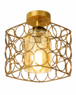 Lustre Fer Forgé Doré – Design Circulaire