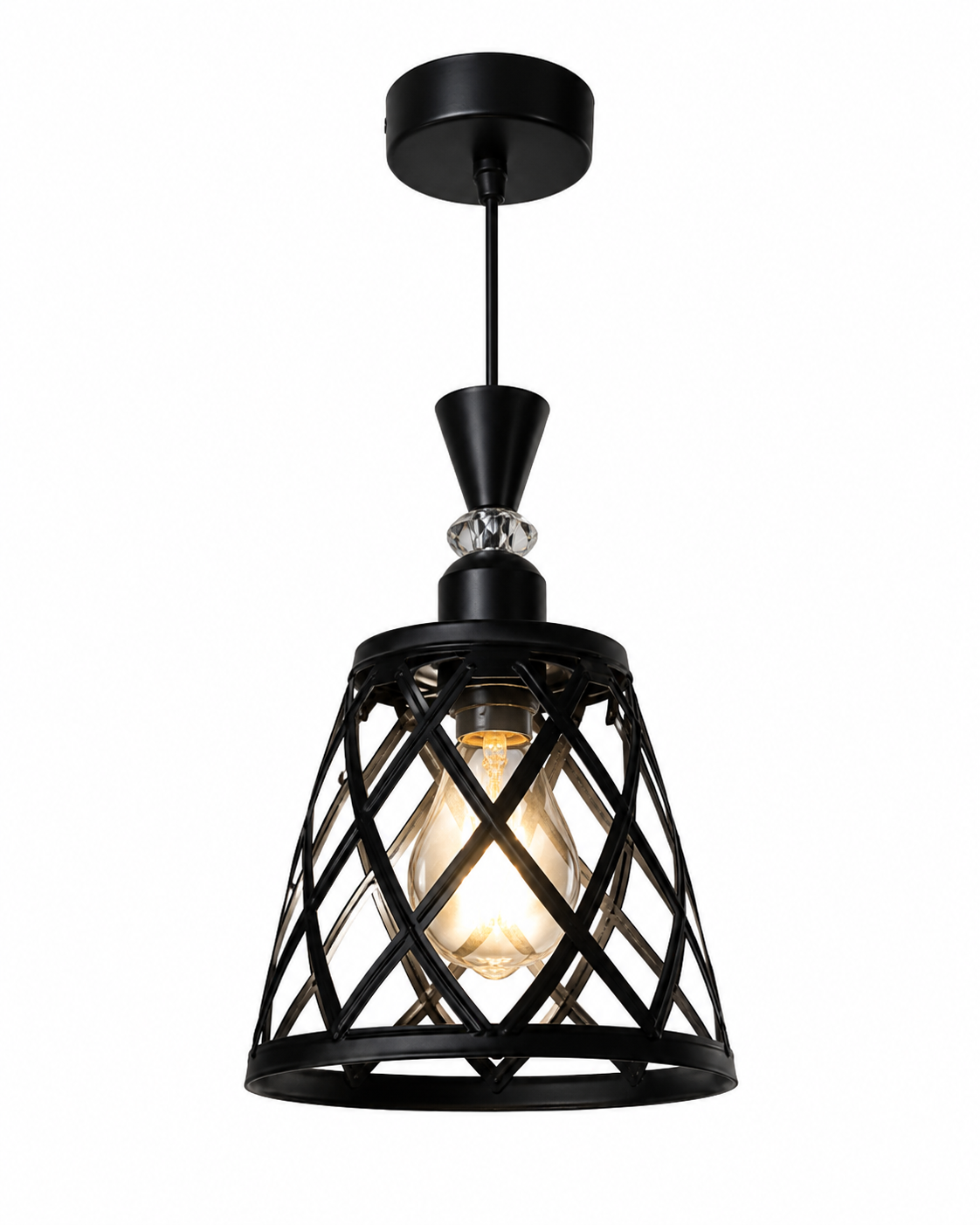 5bc1ea81-c6b8-4348-b3da-96e91be52210 Lustre Fer Forgé Noir – Design Géométrique – Image 1