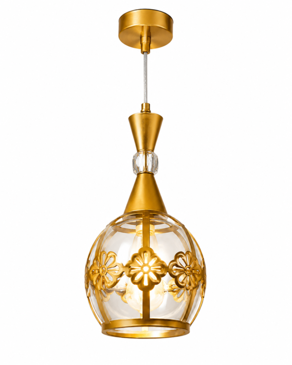 Lustre Fer Forgé Doré – Design Floral