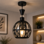 Lustre Fer Forgé Noir – Modèle Globe Géométrique – Image 4