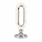 Veilleuse LED Décorative Ovale en Cristal et Finition Chromée
