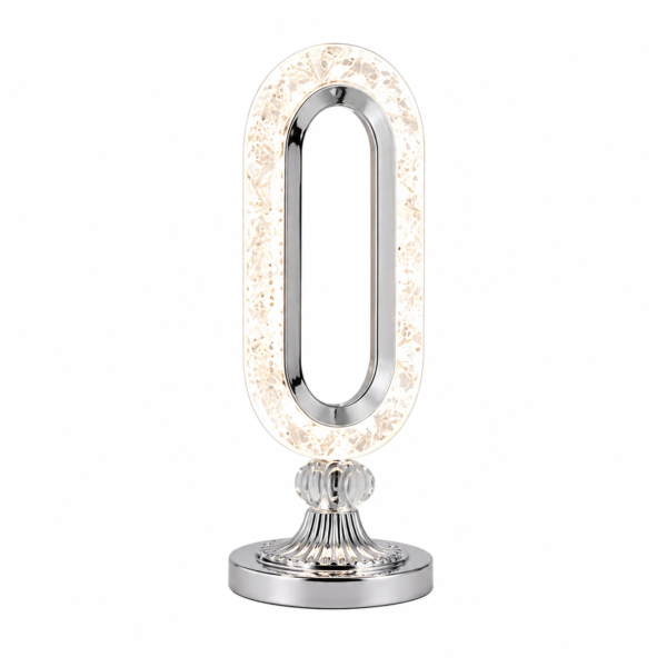 Veilleuse LED Décorative Ovale en Cristal et Finition Chromée