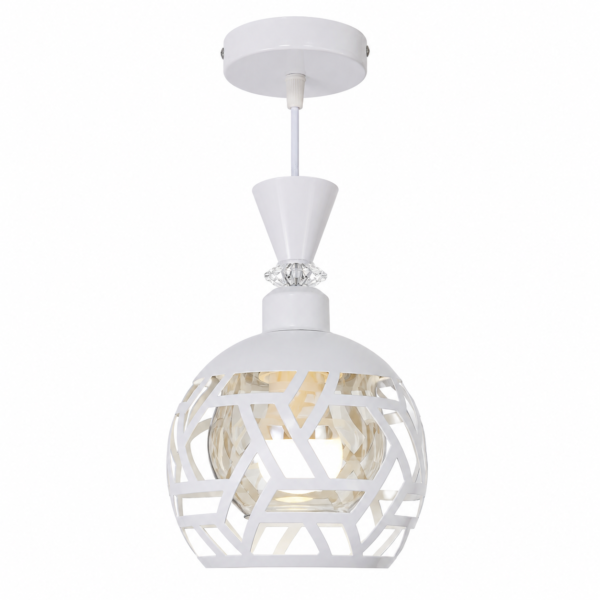 Lustre Fer Forgé Blanc – Modèle Géométrique