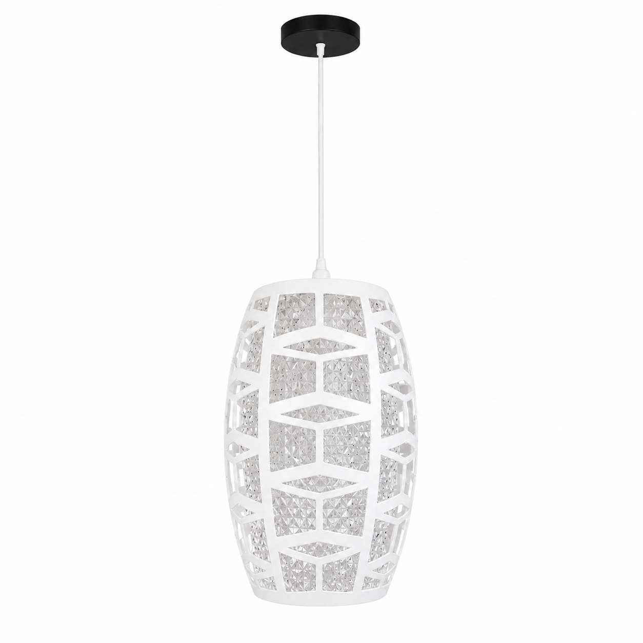 9797d668-fd22-4456-91c8-f463c1e8c9cb Lustre Fer Forgé Géométrique Blanc — Design Moderne – Image 1