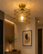 Lustre Fer Forgé Doré – Design Circulaire – Image 4