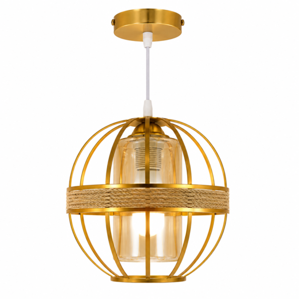 Lustre Fer Forgé Doré – Modèle Globe