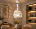 Lustre Fer Forgé Blanc – Modèle Géométrique Diamant – Image 3