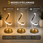 2 Pièces Lampe de Table LED – Design Spirale Élégante – Image 3