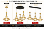 Lustre Fer Forgé Doré avec Verre Transparent – Image 4