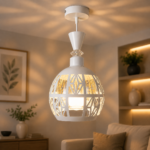 Lustre Fer Forgé Blanc – Modèle Géométrique Diamant – Image 2