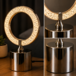 Veilleuse LED Anneau Décoratif Doré et Chromé – Image 2