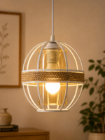 Lustre Fer Forgé Blanc – Modèle Globe – Image 3