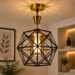 Lustre Fer Forgé Noir – Modèle Diamant Géométrique – Image 4