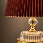 2 Pièces Veilleuse Classique Marron à Base Dorée – 3 Modes d’Éclairage – Image 2