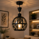 Lustre Fer Forgé Noir – Modèle Globe Géométrique – Image 3