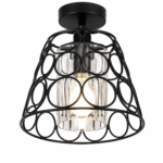 Lustre Suspendu en Fer Forgé Noir – Design Circulaire