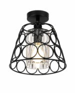 Lustre Suspendu en Fer Forgé Noir – Design Circulaire