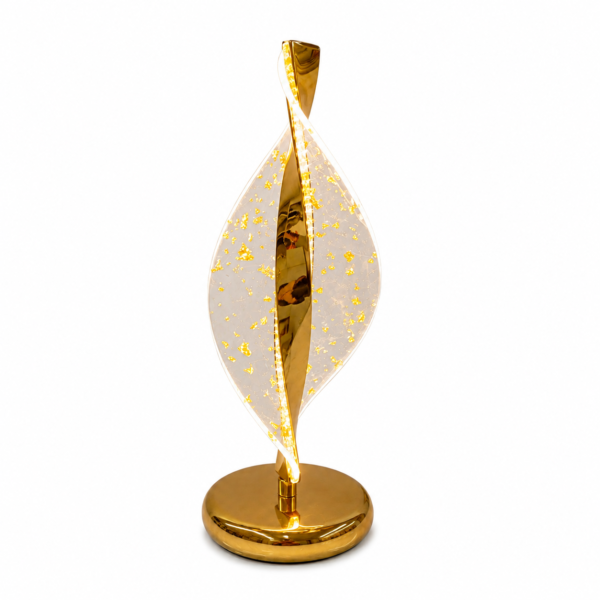 Veilleuse LED Décorative Flamme Dorée avec Effet Cristal